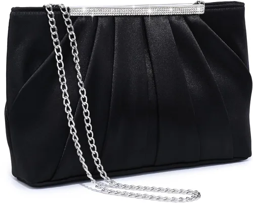 Dasein - Bolsos de mano elegantes con pliegues para mujer, bolsos formales de noche con diamantes de imitación para bodas, fiestas, graduaciones,