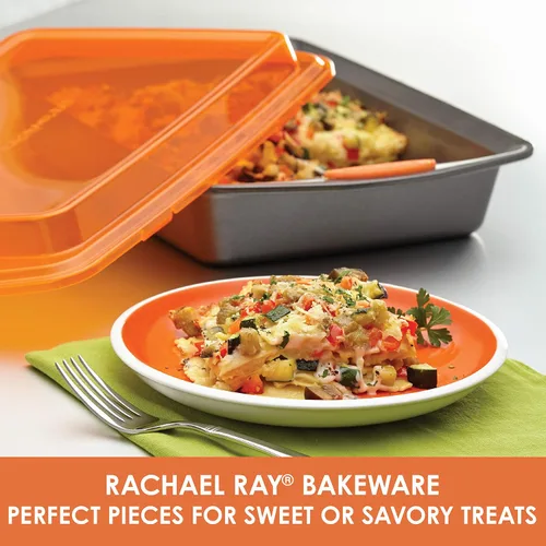 Miniatura 6 de Rachael Ray Utensilios para hornear, molde antiadherente para hornear / pasteles con tapa y agarres, rectangular, 9 x 13 pulgadas, gris Gris