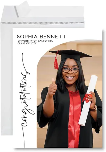 Andaz Press Tarjeta fotográfica de graduación jumbo personalizada de 8.5 x 11 pulgadas con sobre, tarjeta de felicitación personalizada de clase de