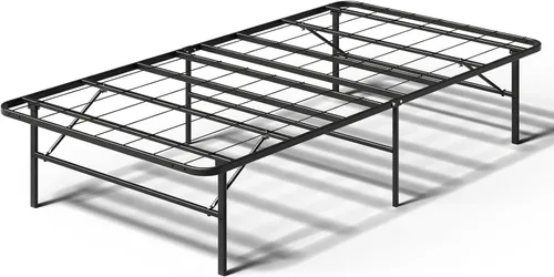 Miniatura 3 de Marco de cama plegable individual, plataforma de metal resistente con almacenamiento de 14 pulgadas, no necesita somier, fácil montaje sin