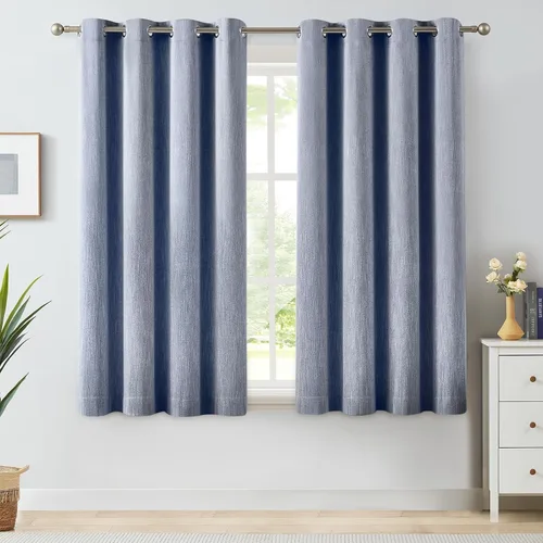 Miniatura 46 de Melodieux Elegantes cortinas opacas de algodón para oscurecer la habitación, para sala de estar, dormitorio, con aislamiento térmico, paneles