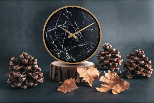Miniatura 4 de Bernhard Products Reloj de pared moderno de 13 pulgadas, silencioso, silencioso, sin tictac, decorativo, elegante, aspecto de mármol negro y marco