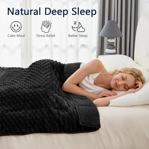 Miniatura 2 de Mr. Sandman Manta con peso de forro polar para adultos, tamaño Queen de 15 libras, manta pesada con jacquard de felpa suave y sherpa cálido, manta