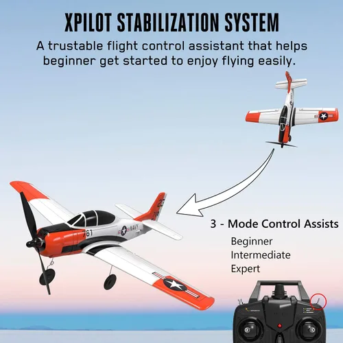 Miniatura 3 de Volantexrc - Avión RC de 2.4 GHz, control remoto de 4 canales, con avión Aileron T28 Trojan Parkflyer RC, listo para volar con sistema