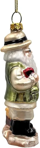 Miniatura 4 de Adorno de cristal soplado a mano de Papá Noel de safari aventurero, decoración navideña temática de viaje de explorador africano de la selva