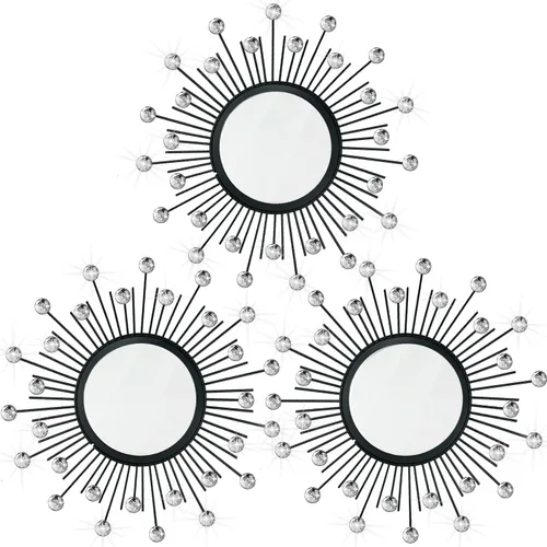 Miniatura 39 de Paquete de 3 espejos metálicos para pared, con diseño de rayos de sol, para decoración del hogar, arte decorativo para colgar en la pared para sala
