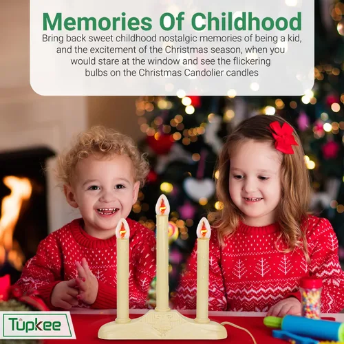 Miniatura 2 de Candelabro de Velas de Navidad para Ventana – con Bombillas Parpadeantes – 3 Luces para Interiores - Velas Eléctricas sin Llama para Ventana