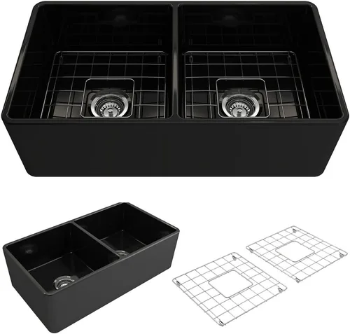 Miniatura 35 de BOCCHI Classico Farmhouse Fregadero de cocina de arcilla refractaria con frente de delantal de 20 pulgadas, un solo tazón con rejilla protectora