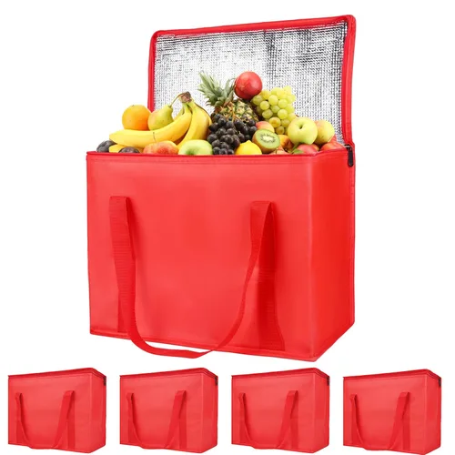 Miniatura 20 de Bodaon - Paquete de 5 bolsas aisladas para entrega de alimentos para comidas frías y calientes, tamaño XXXL, bolsa aislada para catering, bolsa