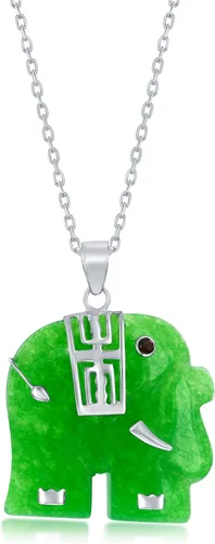 Beaux Bijoux Collares de jade para mujer en plata de ley, collar de la buena suerte con símbolo del dragón chino FU, joyería de jade verde, regalos