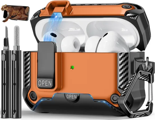 Miniatura 7 de Funda para AirPods Pro de 2 generación con soporte para teléfono, diseño de interruptor automático de protección completa contra caídas con kit