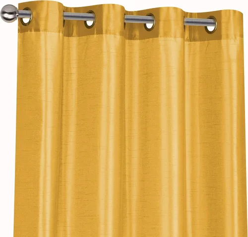 Regal Home Collections Paquete de 2 cortinas semitransparentes de seda sintética con ojales, varios colores (dorado)