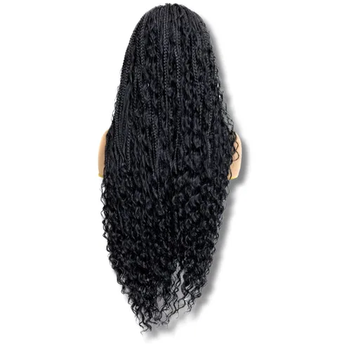 Miniatura 12 de PIB - Peluca trenzada bohemia de encaje completo de 24 pulgadas, pelucas trenzadas sin nudos para mujeres negras, peluca trenzada sintética