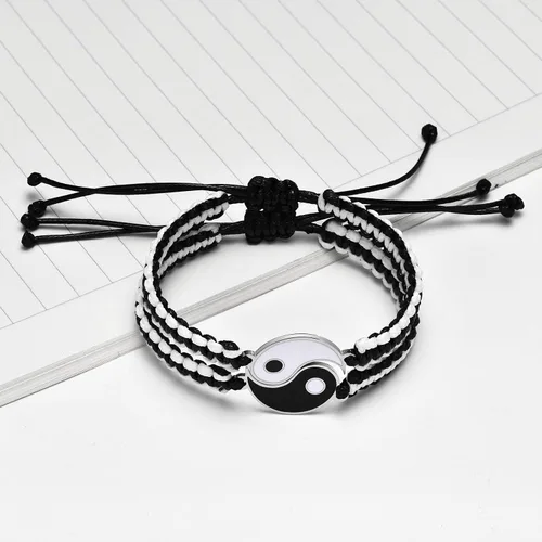 Miniatura 3 de MEALGUET Juego de 2 pulseras Yin Yang para parejas y mejores amigos, hechas a mano, trenzadas, de macramé, pulsera Yin y Yang para 2 mejores amigos