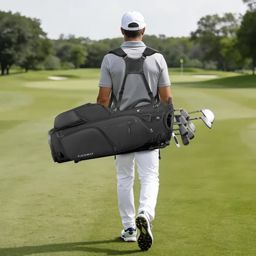Miniatura 7 de Findway Bolsa de golf de 14 vías [espacio generoso mejorado] Bolsa de golf ligera con soporte, bolsa de golf duradera con doble correa acolchada