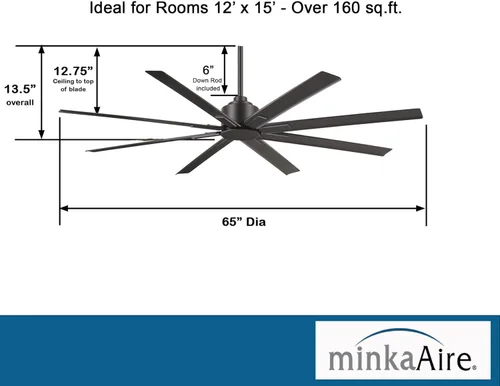 Miniatura 5 de Minka Aire Xtreme H2O - Ventilador de techo F896-65-SI de 65 pulgadas, hierro ahumado, reversible con control remoto