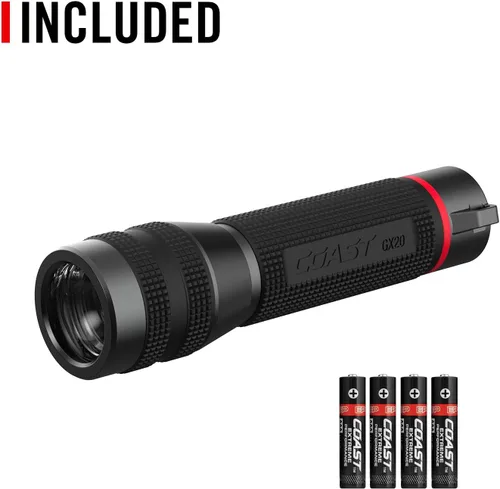 Miniatura 8 de Coast GX20 - Linterna LED alcalina impermeable de doble potencia de 1200 lúmenes con enfoque giratorio, tapa antirrodadura y mango texturizado