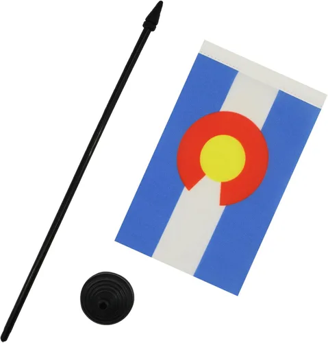 Miniatura 4 de Bandera de mesa de Colorado de 4 x 6 pulgadas, bandera de escritorio del estado de Colorado de EE. UU., 5.9 x 3.9 in, palo y base de plástico negro