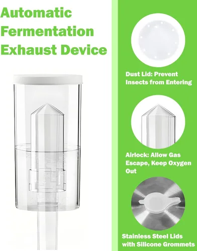 Miniatura 3 de Kit de fermentación para tarro Mason de boca ancha con 4 pesos de fermentación de vidrio, 4 tapas de fermentación, 4 esclusas de aire, 5 anillos