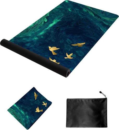 Miniatura 3 de nuveti Esterilla de yoga de viaje impresa - Esterilla de ejercicios y entrenamiento de 1/16 de pulgada de grosor, antideslizante, con bolsa