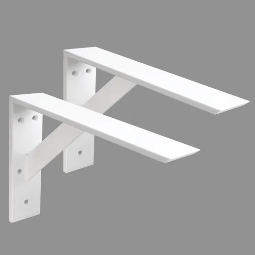 Miniatura 13 de Soportes de estante resistentes, paquete de 2 soportes de estante de 12 x 10 x 2.5 pulgadas, acero negro de 3/8 pulgadas de grosor, soporte en L