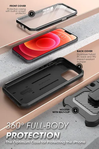 Miniatura 5 de SUPCASE Funda para iPhone 13 con soporte y clip para cinturón (Unicorn Beetle Pro), [protector de pantalla integrado]