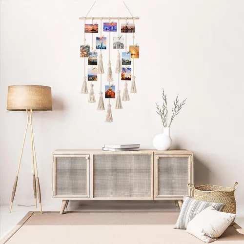 Miniatura 4 de HVEST Decoración de pared de macramé bohemio para colgar en la pared, múltiples imágenes, decoración de pared para dormitorio universitario