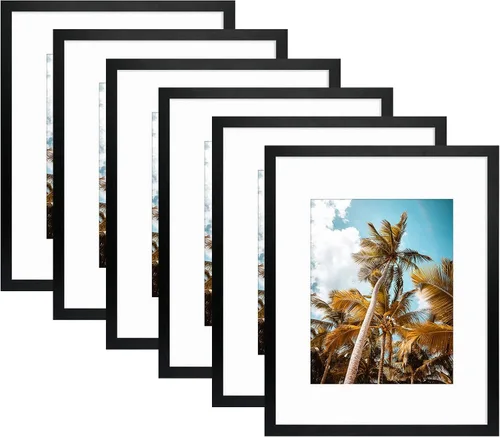Miniatura 60 de Frametory, Marco de fotos de 11 x 14 pulgadas con paspartú para fotos de 8 x 10 pulgadas, moldeado ancho de vidrio de alta definición, accesorios