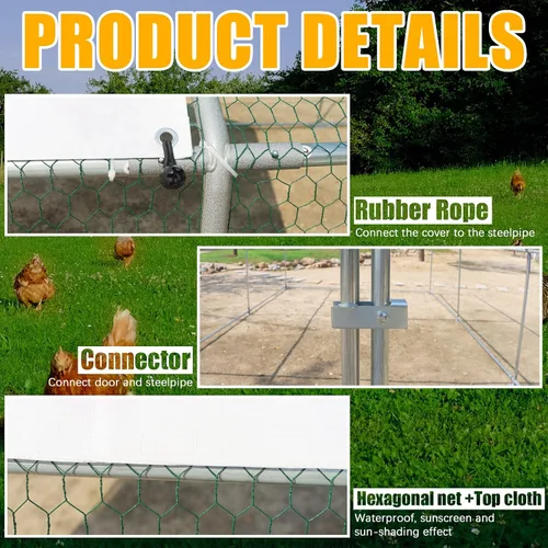 Miniatura 4 de NUGRIART Jaula grande de metal para gallinas, jaula de aves de corral, jaula para patos, casa con cubierta impermeable y anti-UV, galvanizada