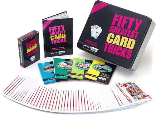 Miniatura 10 de Marvin's Magic - 50 increíbles trucos de magia - Trucos de magia para niños, viene en estuche de regalo de lata - Incluye trucos clásicos de cartas