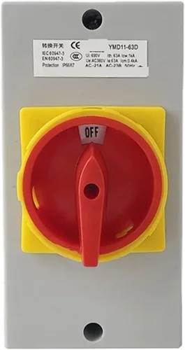 YANHAO YMD11-63D Interruptor de desconexión de dos posiciones de encendido y apagado 63A 3P candado de leva con caja 1 pieza (color : base negra 3P)
