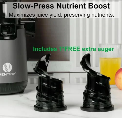 Miniatura 6 de Ventray Exprimidor de prensa en frío, máquina exprimidora con canal de alimentación extra grande de 5.12 pulgadas, exprimidor de masticación lenta