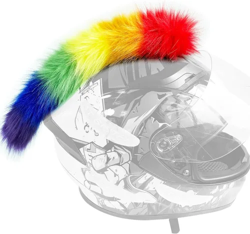 Miniatura 14 de Cresta estilo mohicano con adhesivo para casco de motocicleta, bicicleta, esquí, snowboard. Incluye peluca estilo mohicano para trajes de skinhead