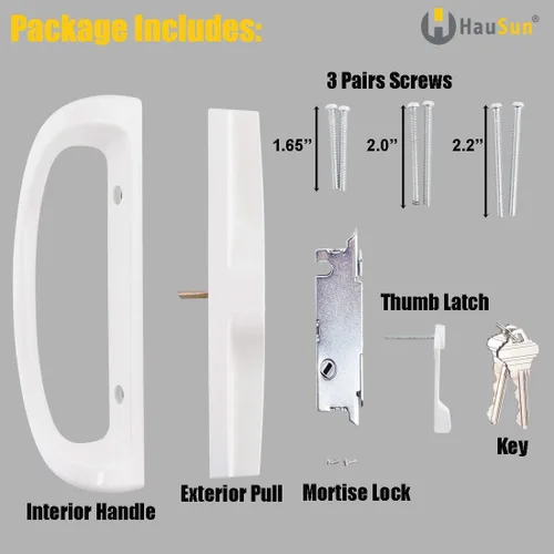 Miniatura 3 de Juego de manijas para puerta corrediza de patio con cilindro de llave y cerradura de mortaja, juego completo de cerradura de manija de repuesto que