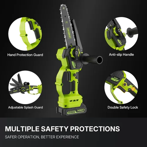 Miniatura 8 de WORKIT Mini motosierra inalámbrica, motosierra eléctrica de 8 pulgadas con 2 baterías, motosierra de mano con engrasador automático, tensión sin