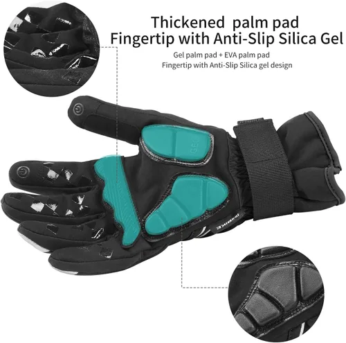 Miniatura 3 de INBIKE Guantes de ciclismo para hombres invierno a prueba de viento reflexivo almohadillas de gel térmico pantalla táctil