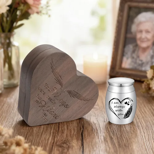 Miniatura 26 de Dletay Mini urnas para cenizas humanas, pequeñas urnas de cremación para hombres y mujeres, recuerdo de cenizas con caja cuadrada de madera de 1.18