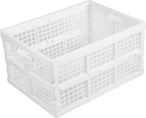 Miniatura 2 de Aebeky Paquete de 3 cajas de almacenamiento plegables de plástico, 30 L, cajas de plástico plegables para almacenamiento (blanco)