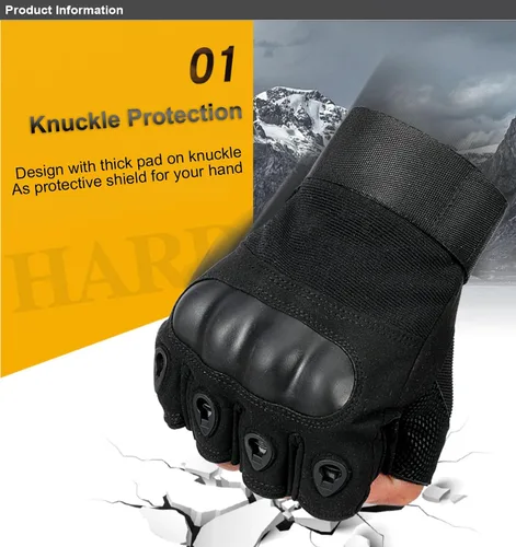 Miniatura 3 de SUJAYU Guantes de entrenamiento sin dedos para hombres con protección de nudillos para deportes al aire libre