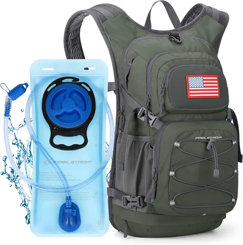 Miniatura 16 de Maelstrom Mochila de senderismo de hidratación con bolsa de agua de 2L/3 L, válvula de mordida de alto flujo, mochila de agua para hombres