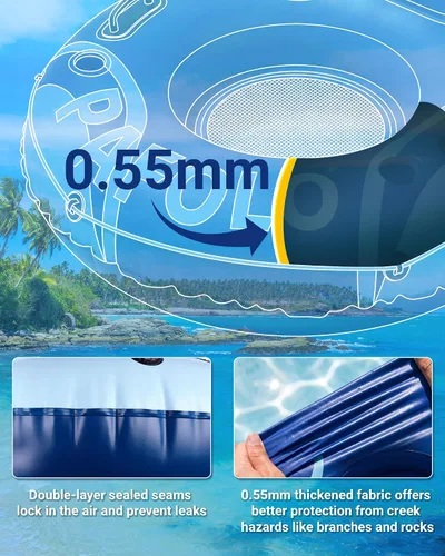 Miniatura 6 de River Tube for Adults, Tube for River Floating, Heavy Duty River Tube for Beach Lake Rafting, River Floats with Mesh Bottom, Puncture-Resistant