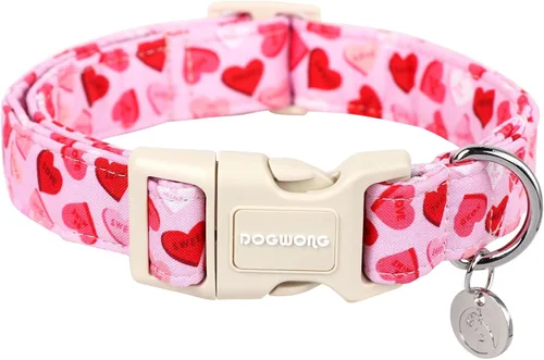 Miniatura 43 de DOGWONG Collar de perro de San Valentín, collar de perro con estampado de corazones para perros grandes, lindos collares de primavera, hembra