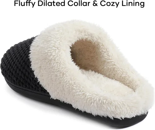 Miniatura 4 de ULTRAIDEAS Pantuflas de forro polar cómodas para mujer, de espuma viscoelástica, sin cordones, para interiores y exteriores