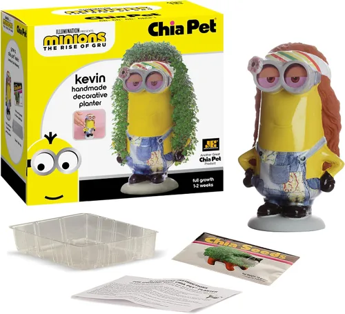 Miniatura 2 de Chia Pet Kevin - Minions con paquete de semillas, maceta decorativa de cerámica, fácil de hacer y divertida de cultivar, regalo novedoso, perfecto