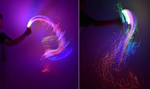 Miniatura 7 de AZIMOM Látigo de Danza de Fibra Óptica LED Látigo Espacial de 6 pies 360° Giratorio 40 Modos de Pantalla Alimentado por Batería Látigo de Píxeles