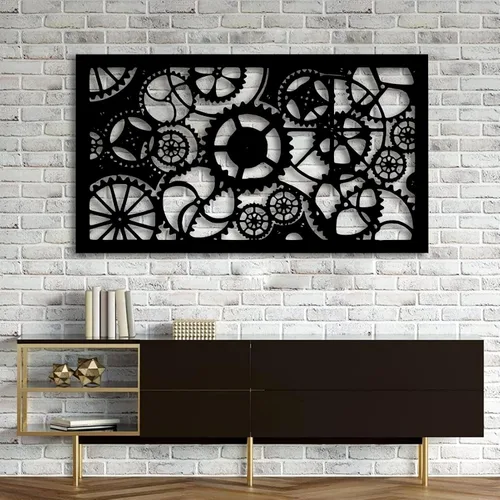 Miniatura 2 de OZF Arte de pared con rueda de engranaje de metal, decoración geométrica del hogar, arte de pared mecánico industrial steampunk para sala de estar