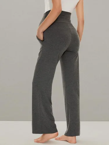 Miniatura 7 de Ecavus Pantalones de maternidad anchos y rectos para mujer, versátiles, cómodos, palazzo, elásticos, con bolsillos