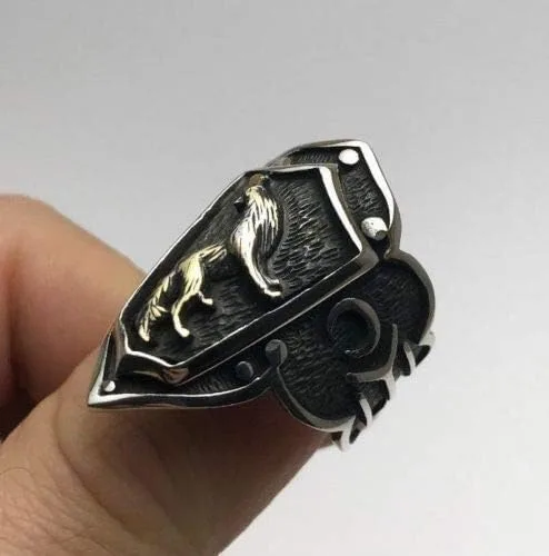 Miniatura 3 de Dirilis Ertugrul Wolf Zihgir - Anillo de plata de ley 925 K para hombre