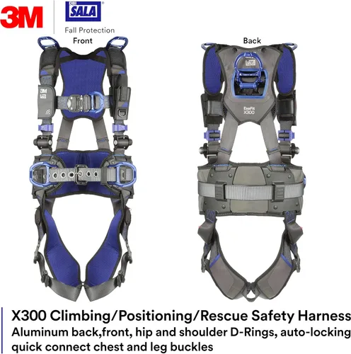 Miniatura 2 de 3M 1113705 DBI-SALA ExoFit X300 Arnés de seguridad para escalada/posicionamiento/rescate Protección contra caídas, OSHA, ANSI, espalda, cadera
