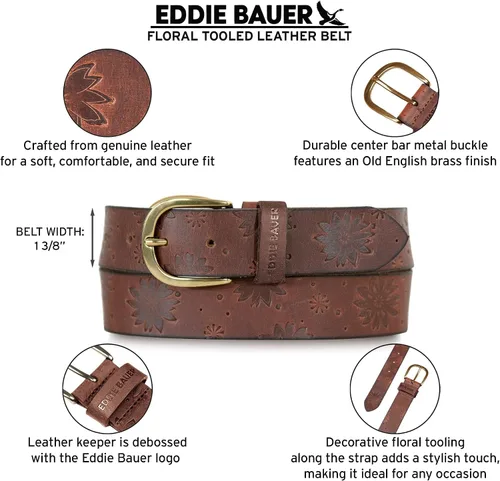 Miniatura 6 de Eddie Bauer Cinturones de cuero casuales para mujer con hebilla de metal duradera